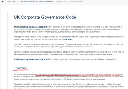 UK CORPORATE GOVERNANCE CODE | Leon Hunter